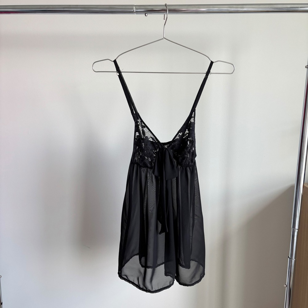 Bluebella Babydoll Top Small Black Sheer Lace Bow Romantic Coquette Lingerie